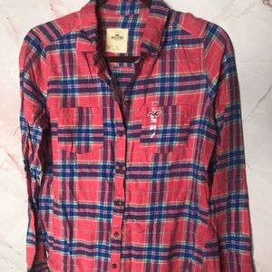 Hollister Pink & Blue Plaid Shirt